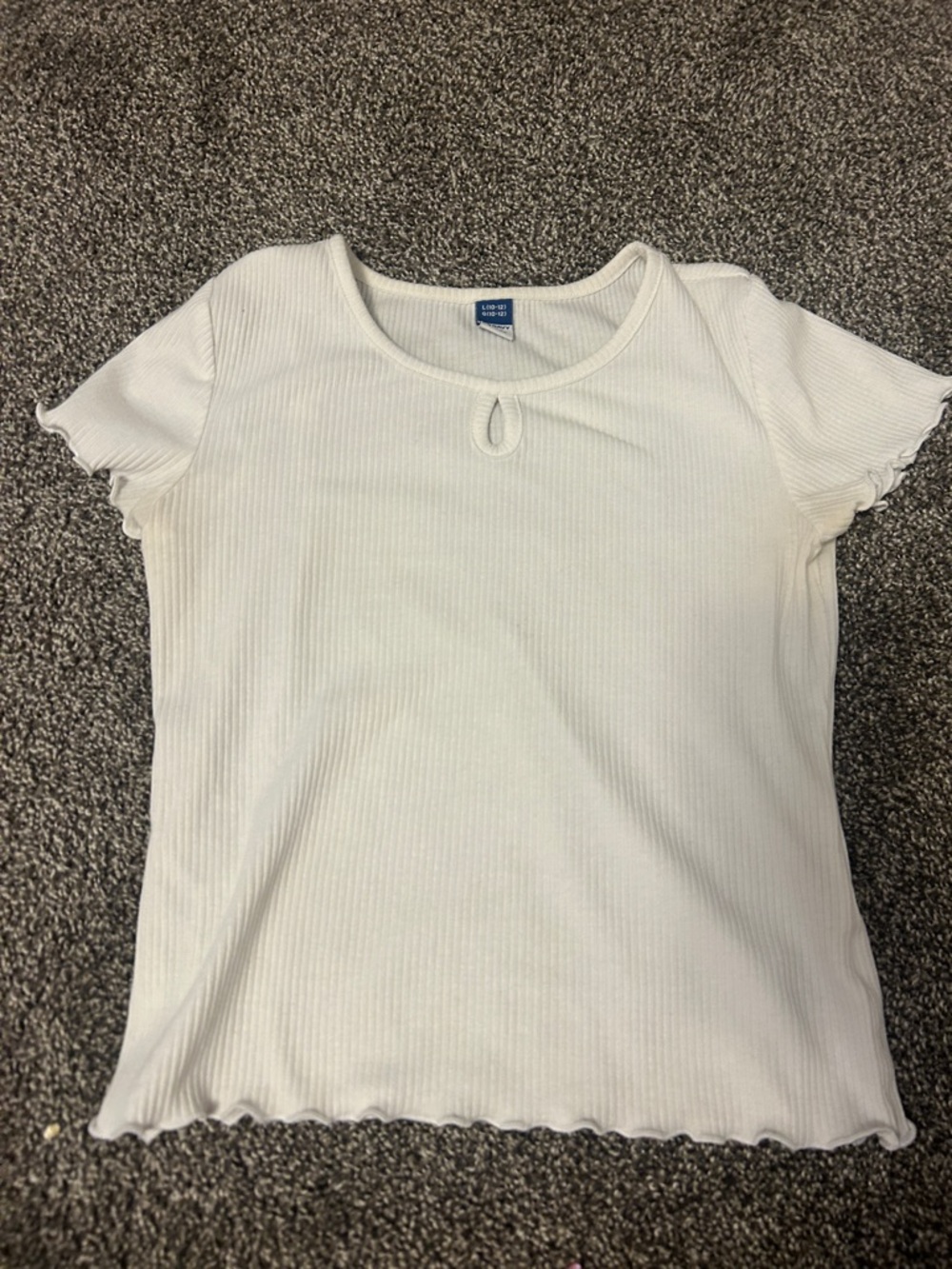 Old Navy Cream Ribbed Short Sleeve Tee with Keyhole
